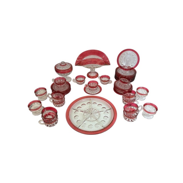 Vintage Tiffin Kings Crown Thumbprint Tea Set for 10 With Extras - 44 Pieces For Sale In New York - Image 6 of 17