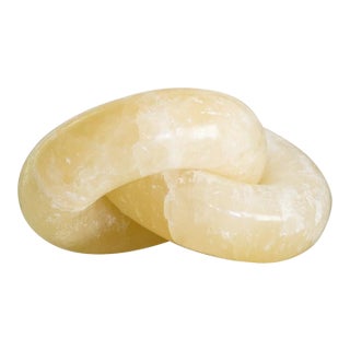 Onyx Marble Knot Sculpture of Two Interlocking Rings For Sale