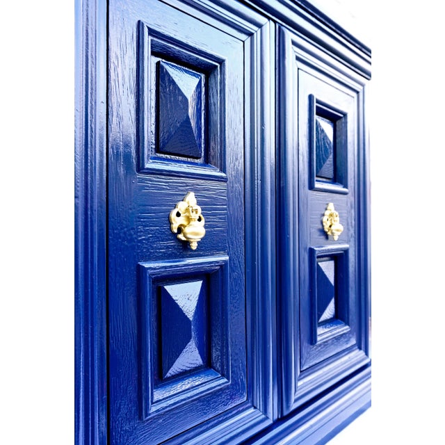 Chic MidCentury Hollywood Regency Navy Blue & Gold