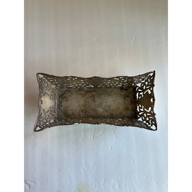 Antique Forbes Silver Co #43 Silver Plate Monogram "S" Rectangle Bowl For Sale - Image 4 of 7