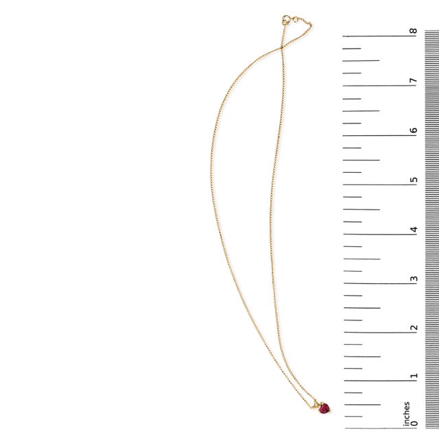 Early 21st Century 14K Yellow Gold 5X5 MM Heart Shaped Red Ruby Solitaire Pendant Necklace For Sale - Image 5 of 5