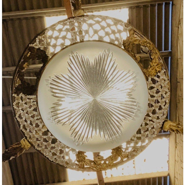 Louis XV Style Chandelier in Bronze and Frosted Glass For Sale - Image 3 of 11