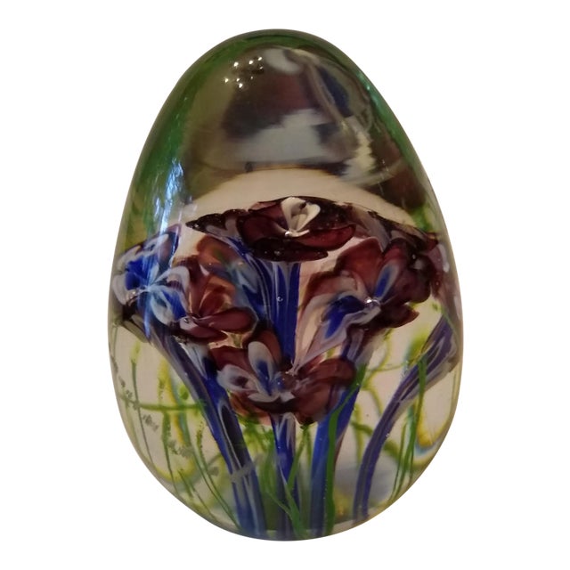 Vintage Eggshaped Murano Blown Glass Paperweight For Sale