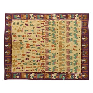 Vintage Indian Embroidered Bedspread, 1950s For Sale