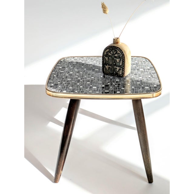 Mid-Century Modern Mid-Century Square Linoleum Flower Stand with Geometric Pattern, Germany, 1960s For Sale - Image 3 of 14