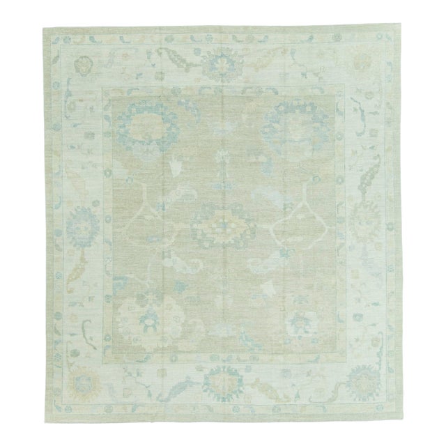 Turkish Oushak Square Rug 11'9" x 13' #19281 For Sale