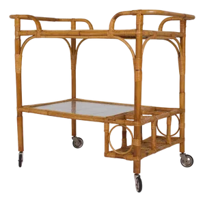 Bamboo Trolley Serving Tray, 1960s