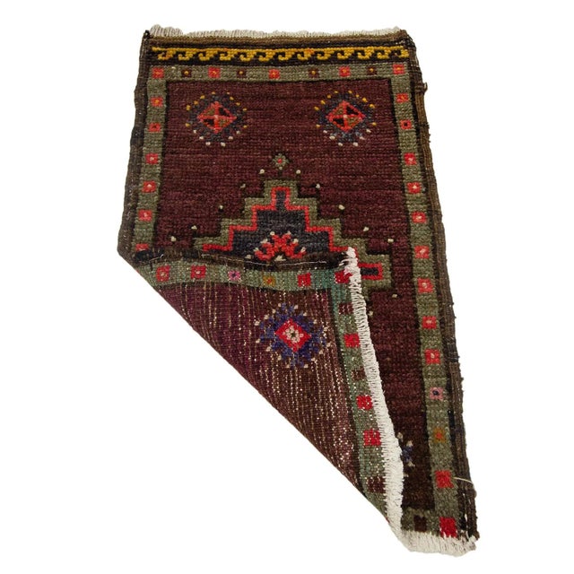 Mid-Century Modern Vintage Mini Turkish Rug For Sale - Image 3 of 4