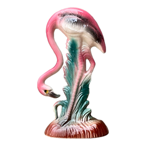 Vintage MCM Glazed Ceramic Flamingo