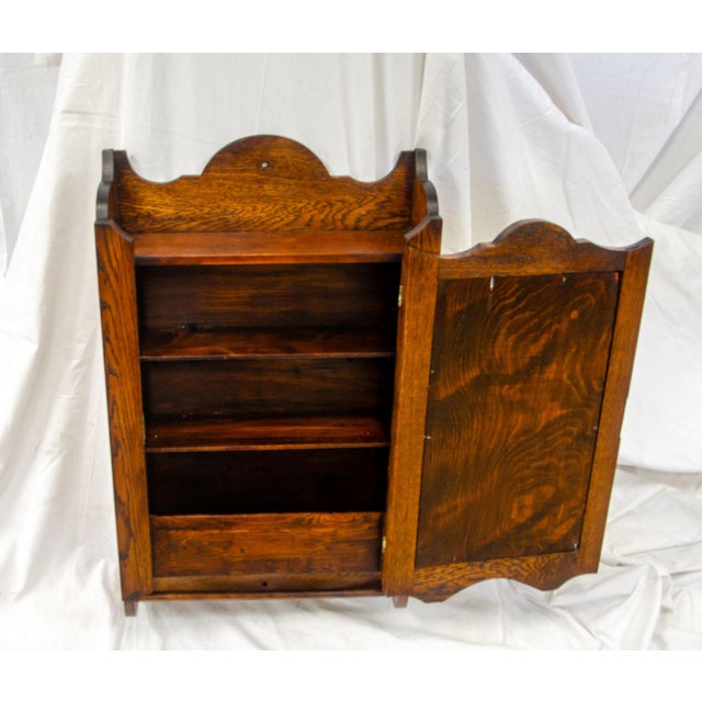 1910s Antique Oak Hanging Medicine Cabinet For Sale - Image 5 of 7