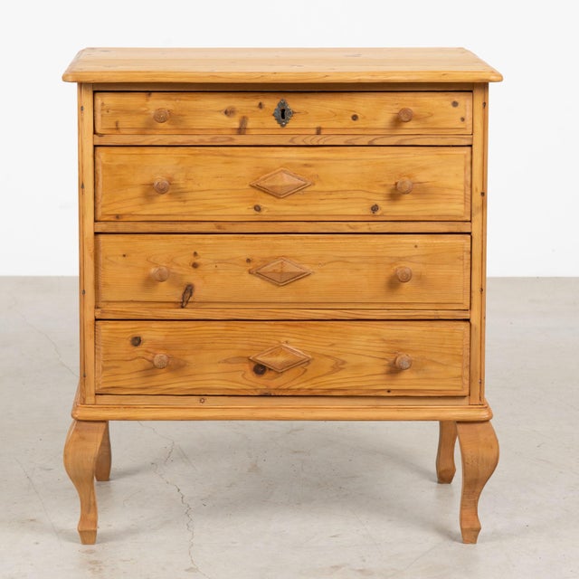 Farmhouse 20th Century Danish Pine Small Cabinet Four Drawer Nightstand For Sale - Image 3 of 13