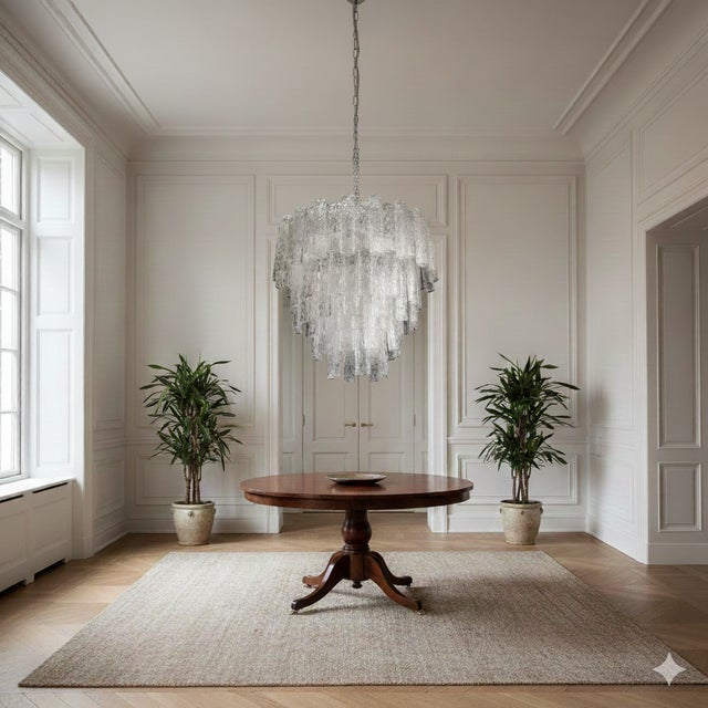 This large exquisite Italian vintage chandelier from the 1960s showcases masterful craftsmanship by Toni Zuccheri for...