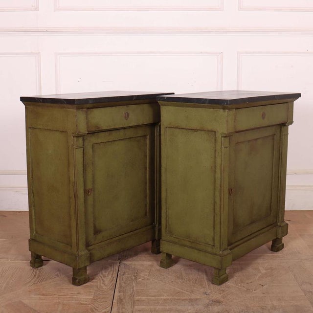 French Nightstands with Faux Marble Top, Set of 2 For Sale - Image 11 of 15