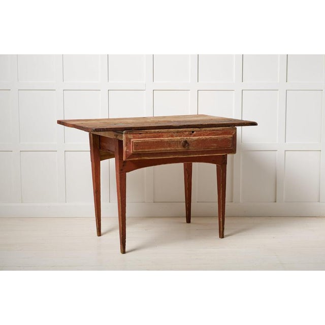 Antique Swedish Folk Art Side Table with Drawer, Late 1700s For Sale - Image 3 of 9