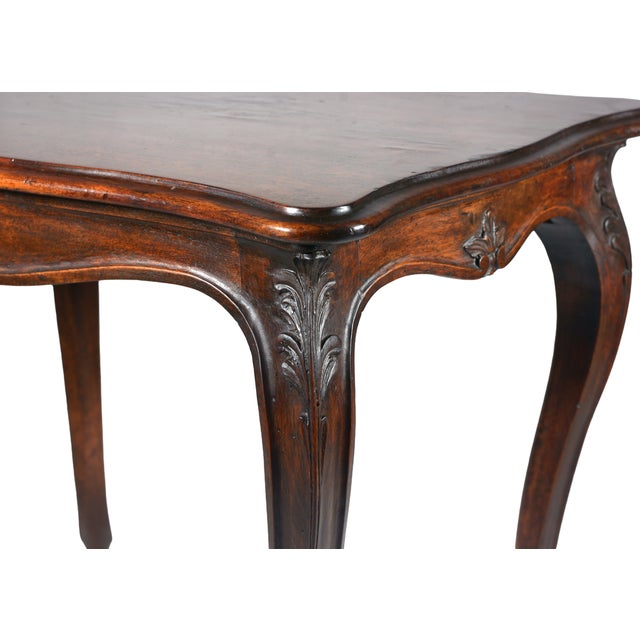 19th Century Louis XV French Side Table in Carved Walnut, 1800s For Sale - Image 9 of 13