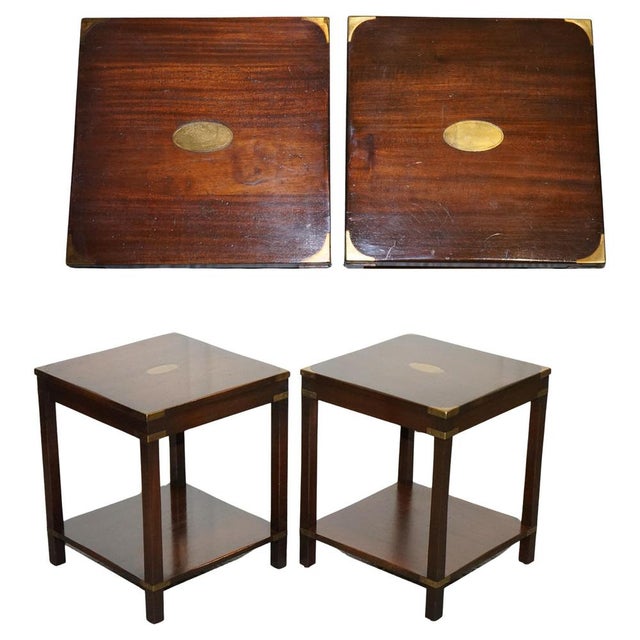 English Bevan Funnell Military Campaign Nightstands, Set of 2 For Sale - Image 17 of 17