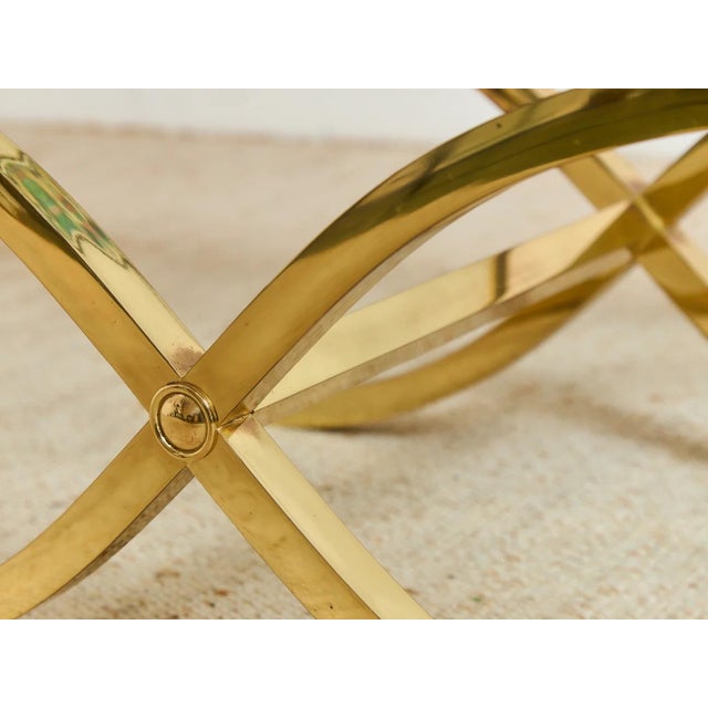 Mid 20th Century Estate Size Polished Brass Cocktail Coffee Table Styled After La Barge Hollywood Regency For Sale - Image 11 of 12