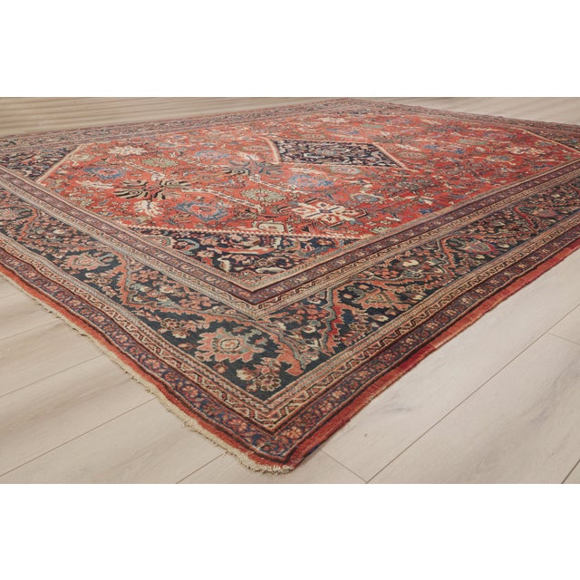 Red Antique Persian Mahal Rug, 11'00 X 14'05 For Sale - Image 8 of 10