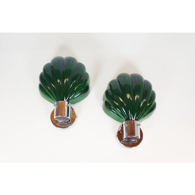 Large Italian Glass and Chrome Wall Lamps, Italy, 1970s, Set of 2 For Sale - Image 4 of 9