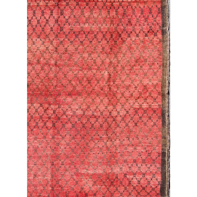 Keivan Woven Arts, Tu-Cum-131, Turkish Konya Rug with a Modern Design in Red and Brown. This vintage Turkish Konya...