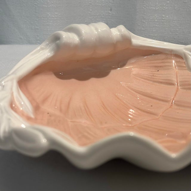 Pink 1980’s Regency Fitz & Floyd Pink Ceramic Shell Vide-Poche Catchall For Sale - Image 8 of 12