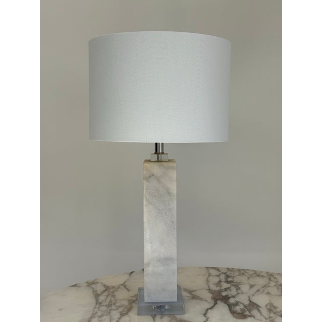 Stone Contemporary Modern Alabaster and Lucite Table Lamp For Sale - Image 7 of 11