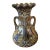 Circa 1950 Japanese Satsuma Style Porcelain Moriage Figural Motifs Three-Handled Vase (Showa Period) For Sale