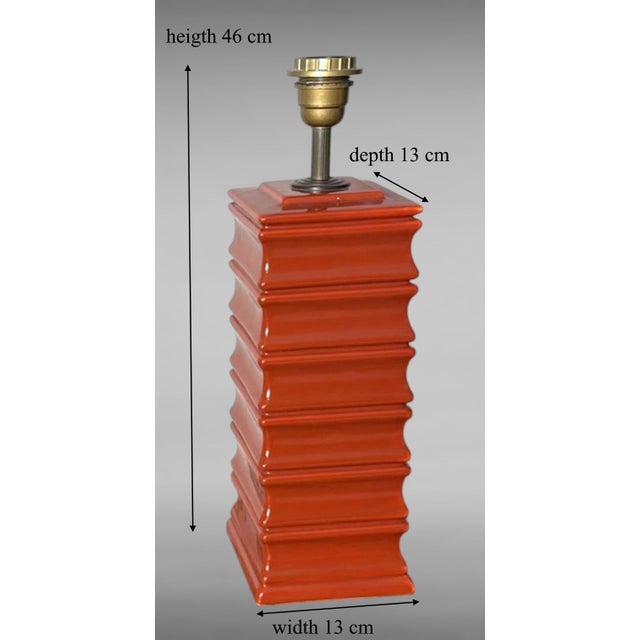 Pair of 1970s Artisan Italian Red Glazed Ceramic Lamps For Sale - Image 12 of 12