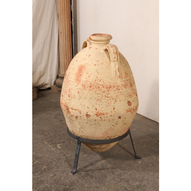 Vanilla 18th C. Mediterranean Jar on Custom Stand For Sale - Image 8 of 11