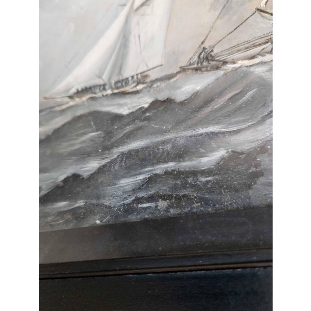 19th Century Oil Painting of America's Cup Yacht Race in Grisaille Palette For Sale - Image 15 of 17