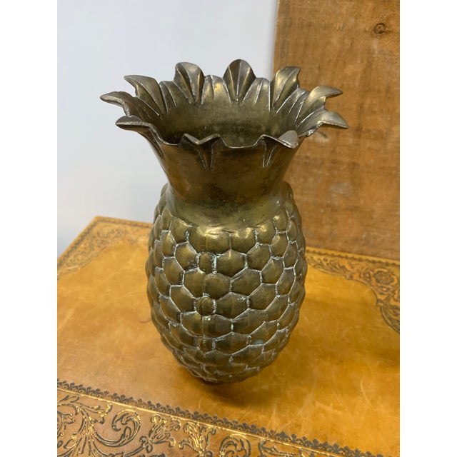 1960s Vintage Brass Pineapple Vase For Sale - Image 5 of 5