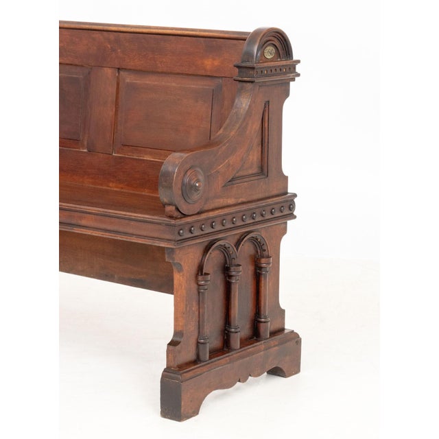 Early 20th Century American Renaissance Style Wood Church Pew For Sale - Image 5 of 10