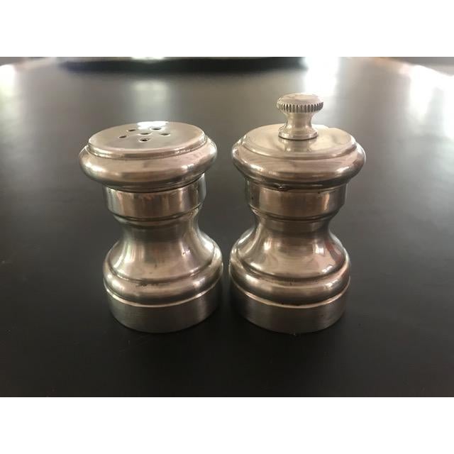 Vintage Sterling Silver & Wood Salt Shaker & Pepper Grinder, Italy a