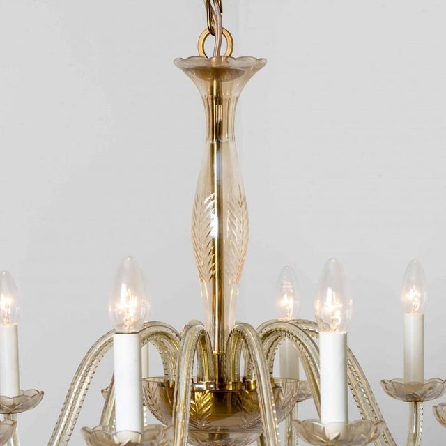 Metal Vintage Engraved Murano Glass Chandelier, 1960 For Sale - Image 7 of 13