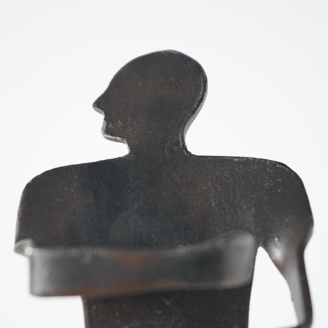 Charcoal Late 20th Century Vintage Forged Iron Figure Sculpture For Sale - Image 8 of 10