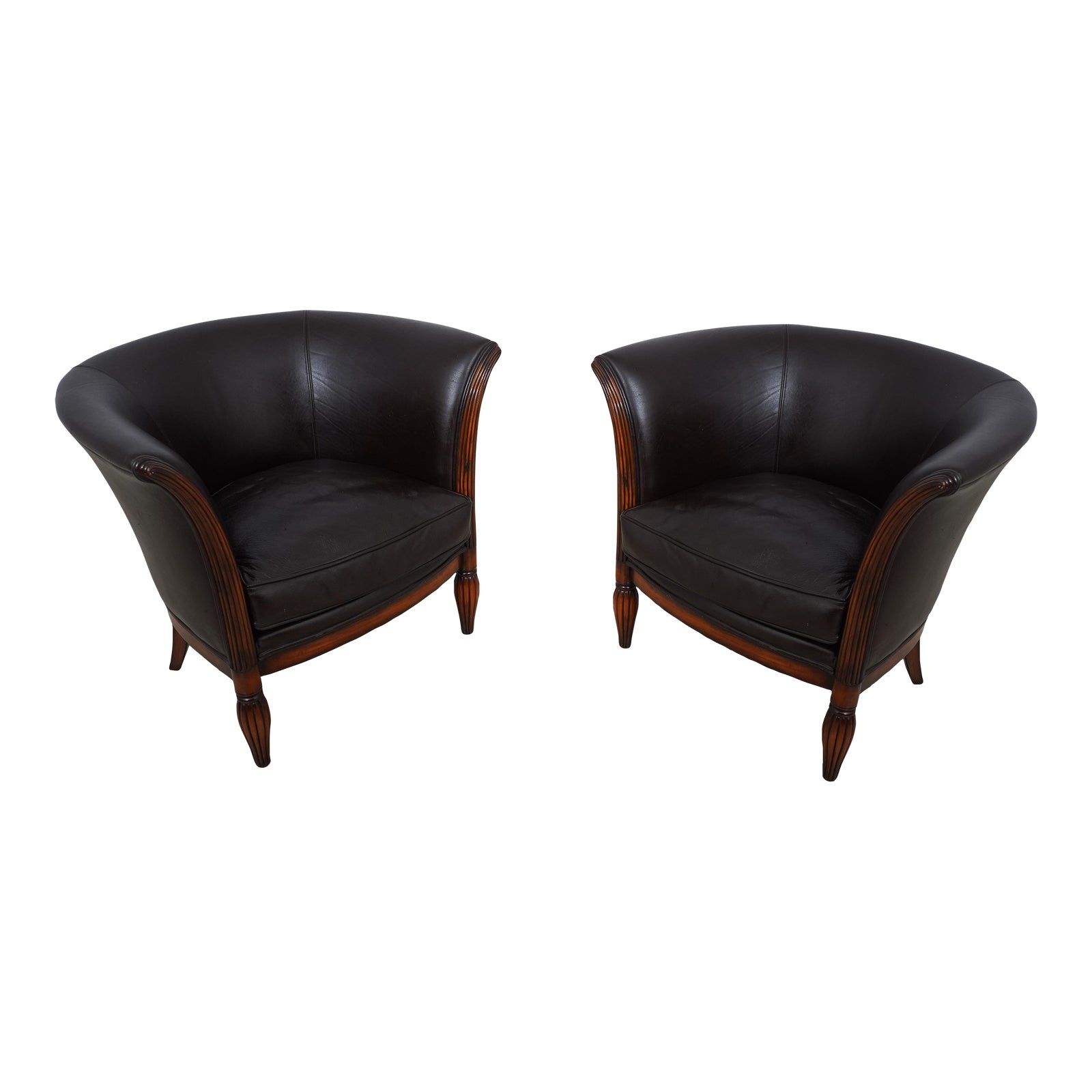 Pair of Theodore Alexander Leather Club Chairs Chairish