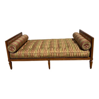 1960s Mid-Century Modern Silk Striped Daybed Sofa For Sale