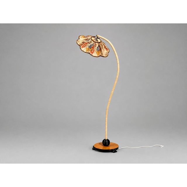 1930s Swedish Modern, Organic Floor Lamp, Cord, Wood, Sweden, 1930s For Sale - Image 5 of 11