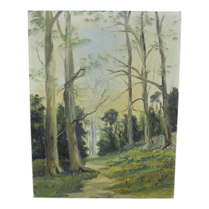 Vintage Landscape Oil Painting, Original Art, Signed by Artist Trees, Unframed
