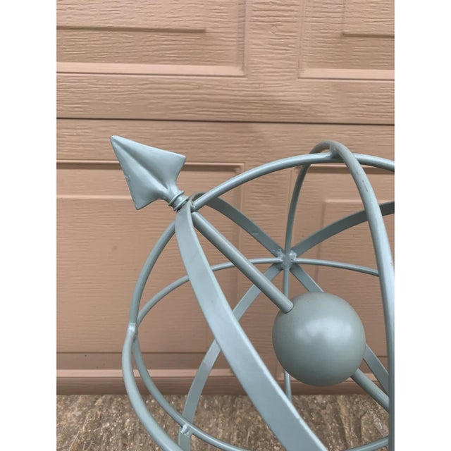 Late 20th Century Vintage French Country Gray Iron Garden Armillary Sundial For Sale - Image 5 of 11