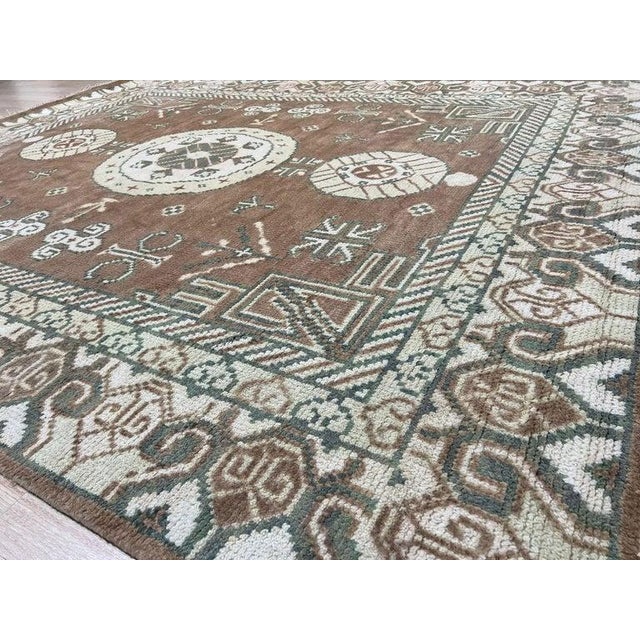 Brown 8x10 Brown Hand-Knotted Wool Triple Medallion Classic Traditional Carpet Rug For Sale - Image 8 of 9