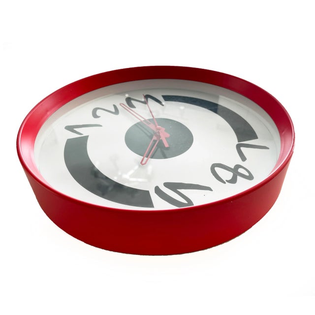 1980s 1980s Postmodern Red Wall Clock For Sale - Image 5 of 10