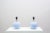 Pair of table lamps with globular body, made of glazed ceramic body in blue color with embossed gadroons running around...