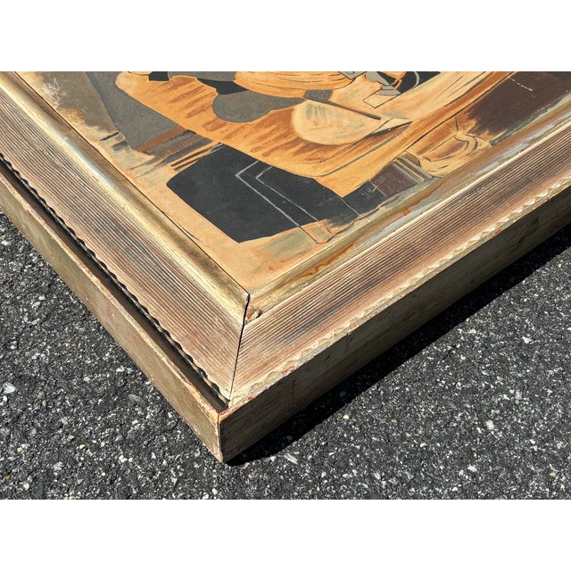 Wood Mid 20th C. Original Cubist Style Print on Board in Significant Period Frame For Sale - Image 7 of 11