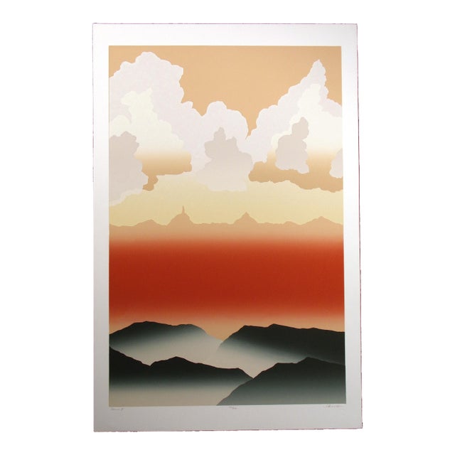 1990s Jim Boutwell "Coconino Ii" Hand Signed Art Serigraph Print Landscape Clouds For Sale