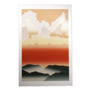 1990s Jim Boutwell "Coconino Ii" Hand Signed Art Serigraph Print Landscape Clouds