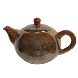 Chinese Handmade Jianye Clay Bronze Brown Glaze Decor Teapot