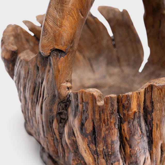 Early 20th Century Antique Chinese Burled Market Basket For Sale - Image 5 of 5