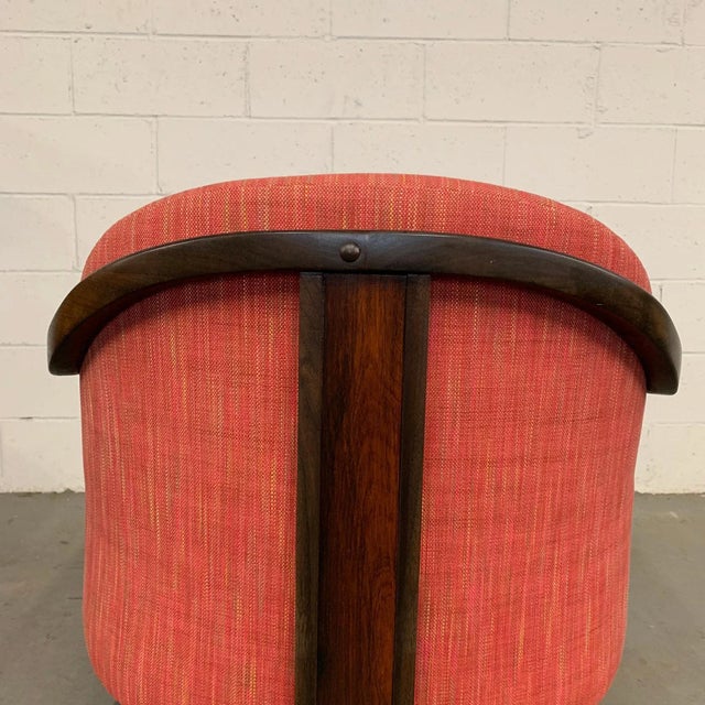 Mid-Century Modern Upholstered Barrel Club Chair For Sale In New York - Image 6 of 8