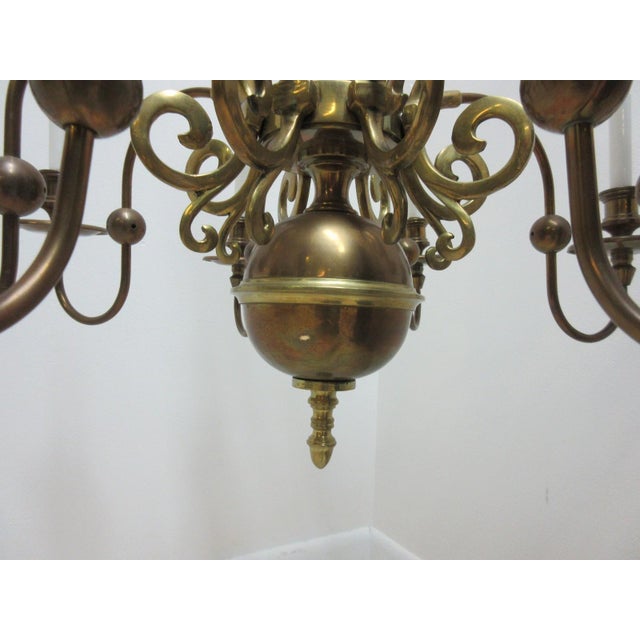 Vintage Brass Quality Williamsburg Federal Hanging Chandelier For Sale - Image 11 of 11